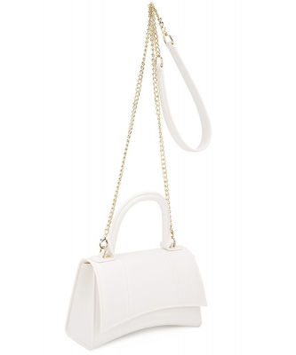 Plain Chic Handle Crossbody Bag LCS-20218 WHITE